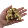 Statueta Feng Shui Elefanti din rasina aurie, model 6 - 9cm, imagine 3