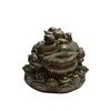 Statueta Feng Shui din alama Broasca raioasa cu moneda in gura, 12cm