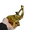 Statueta Feng Shui din alama Elefant cu trompa ridicata si Ru Yi, 14cm, imagine 5