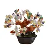 Copac in ghiveci cu 8 ramuri din cristal natural 7 chakre, 12cm