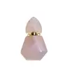 Pandantiv cristal natural Cuart roz sticluta model 2 cu agatatoare aurie, 4,2cm