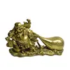 Statueta Feng Shui din alama Buddha vesel cu sac de bani, 22cm