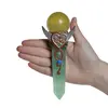 Bagheta din cristal natural Fluorit si Calcit cu inima, 17,2cm, imagine 5