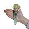 Bagheta din cristal natural Fluorit si Calcit sfera cu paianjen, 17cm, imagine 5