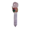 Bagheta din cristal natural Fluorit si Cuart roz inima cu aripi, 17,8cm, imagine 4
