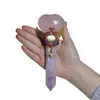 Bagheta din cristal natural Fluorit si Cuart roz inima cu aripi, 17,8cm, imagine 5