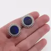 Cercei cu surub lapis lazuli si montura din metal, rotunzi 20mm, imagine 4