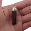 Pandantiv cu varf si montura argintie Obsidian Mahon, 50mm, imagine 3