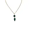 Pandantiv dublu cu montura aurie si cristal natural Onix verde, 40mm, imagine 3
