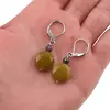 Cercei cu agatatoare banut fatetat din jad olive 12mm si sfera rubin in Zoisit 4mm, imagine 3