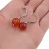 Cercei cu agatatoare carneol, sfera de 11mm si bumb gravat, imagine 3