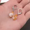 Cercei cu agatatoare citrin, banut fatetat de 12mm si sfera de 5mm, imagine 3