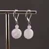 Cercei cu agatatoare cuart roz, banut fatetat de 12mm si sfera de 4mm, imagine 2