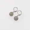 Cercei cu agatatoare labradorit, sfere de 10mm si bumb gravat