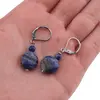 Cercei cu agatatoare lapis lazuli, banut fatetat de 12mm si sfera de 4mm, imagine 3