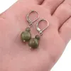 Cercei cu agatatoare nefrit, sfere 10mm si 4mm, imagine 3