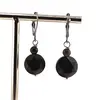 Cercei cu agatatoare obsidian auriu, banut fatetat de 12mm si sfera de 4mm, imagine 2