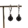 Cercei cu agatatoare obsidian auriu, sfere 10mm si 4mm, imagine 2