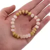 Bratara cristale naturale discuri Jad galben si Cuart roz pe elastic, 5-6mm, imagine 2