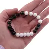 Bratara cristale naturale sfere Onix alb si Onix negru pe elastic, 8mm, imagine 2