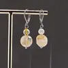 Cercei cu agatatoare citrin, banut fatetat de 10mm si sfera de 4mm, imagine 2