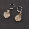 Cercei cu agatatoare citrin, banut fatetat de 10mm si sfera de 4mm