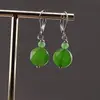 Cercei cu agatatoare cuart verde, banut fatetat de 12mm si sfera de 4mm, imagine 2