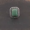 Inel reglabil Jad si metal argintiu, 30mm x 25mm