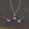 Set Cercei cu agatatoare si pandantiv Cuart roz briolete si Argint 925, 9-11mm