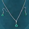 Set Cercei cu agatatoare si pandantiv Onix verde briolete si Argint 925, 6-9mm, imagine 2