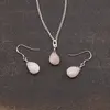 Set Cercei cu agatatoare si pandantiv Opal roz briolete si Argint 925, 14-16mm