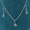 Set Cercei cu agatatoare si pandantiv Topaz briolete si Argint 925, 8mm, imagine 2