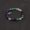 Bratara cristale naturale Arhanghelul Mihail cu bumbi aurii pe elastic, imagine 2