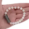 Bratara cristale naturale Piatra lunii 8mm si Labradorit 25mm cu bumbi aurii pe elastic, imagine 3