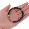 Bratara cristale naturale sfere Roca vulcanica si Cuart fumuriu pe elastic, 6mm, imagine 3