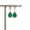 Cercei cu agatatoare Onix verde cu montura din Argint 925 model 2, 30mm, imagine 2