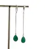 Cercei cu agatatoare Onix verde cu montura si lantisor din Argint 925, 70mm, imagine 2