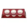 Decoratiune Suport ardere trei lumanari parfumate, rosu 25,5cm x 7cm, imagine 2