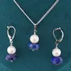 Set Cercei cu agatatoare si pandantiv Lapis Lazuli si perle de cultura cu argint 925, imagine 4