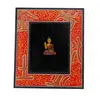 Tablou cu Buddha din rasina si rama de lemn rosie, 28cm x 24cm