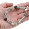 Bratara Fluorit sfere si Perla de cultura cu elemente argintii pe elastic, 8mm, imagine 5