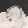 Bratara Fluorit sfere si Perla de cultura cu elemente aurii pe elastic, 8mm, imagine 4