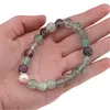 Bratara Fluorit sfere si Perla de cultura cu elemente aurii pe elastic, 8mm, imagine 5