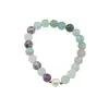Bratara Fluorit sfere si Perla de cultura cu elemente aurii pe elastic, 8mm
