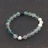 Bratara Fluorit sfere si Perle de cultura cu elemente argintii pe elastic, 8mm, imagine 3