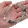 Bratara Fluorit sfere si Perle de cultura cu elemente argintii pe elastic, 8mm, imagine 7