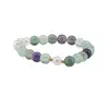Bratara Fluorit sfere si Perle de cultura cu elemente aurii pe elastic, 8mm, imagine 5