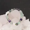 Bratara Fluorit sfere si Perle de cultura cu elemente aurii pe elastic, 8mm, imagine 3