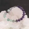 Bratara Fluorit si Ametist sfere 8mm cu bumb argintiu, imagine 3
