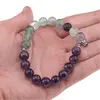 Bratara Fluorit si Ametist sfere 8mm cu bumb argintiu, imagine 4